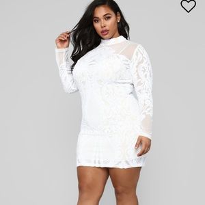 Like new White sequined Fashionnova dress